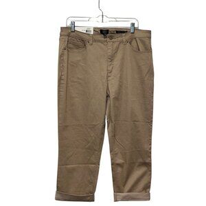 NWT Jones New York Lexington Cuffed Capri Pants Womens Size 16 Beige Slim Fit